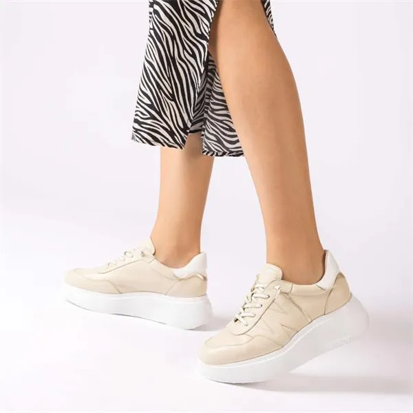 Berlin Platform Bungee Trainer - Nude Leather