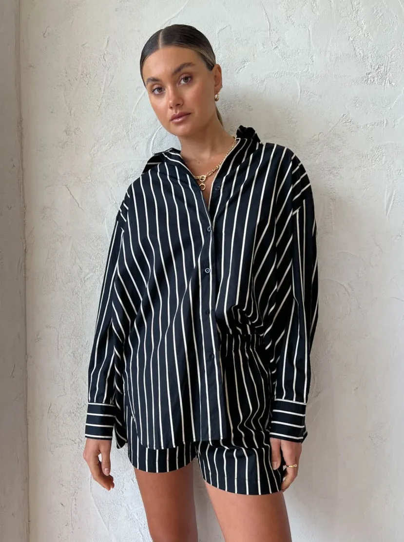 Faithfull the Brand Daija Shirt in Adia Black Stripe