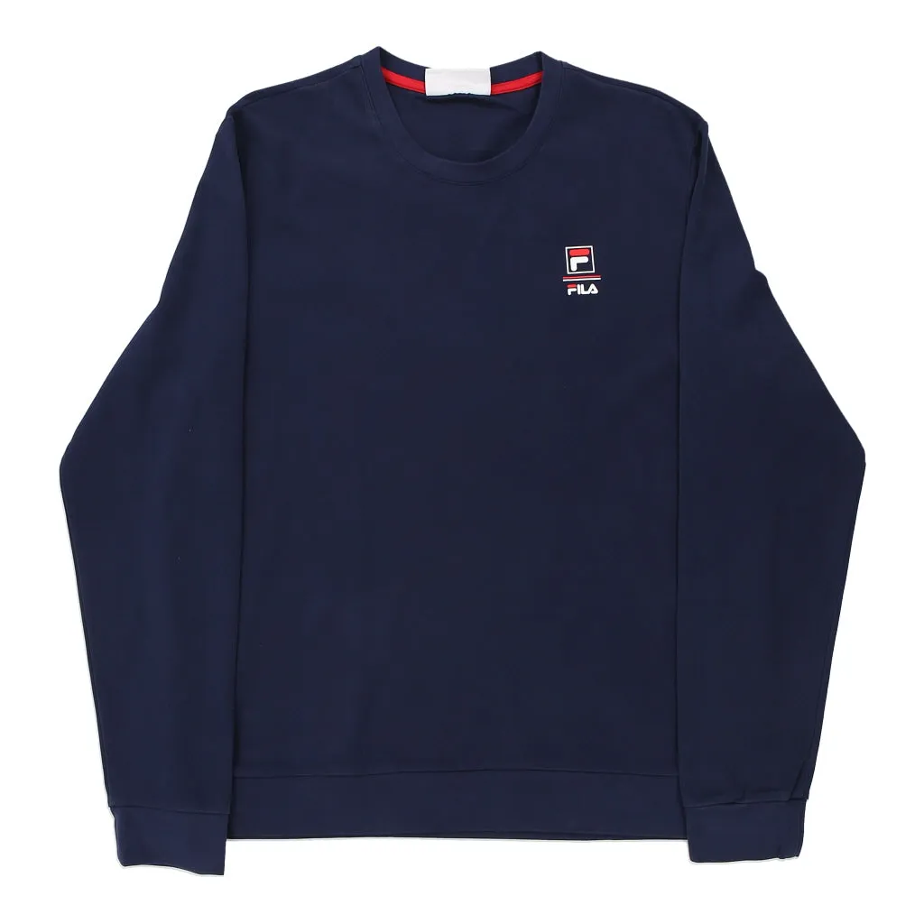 Fila Sweatshirt - Large Navy Cotton Blend