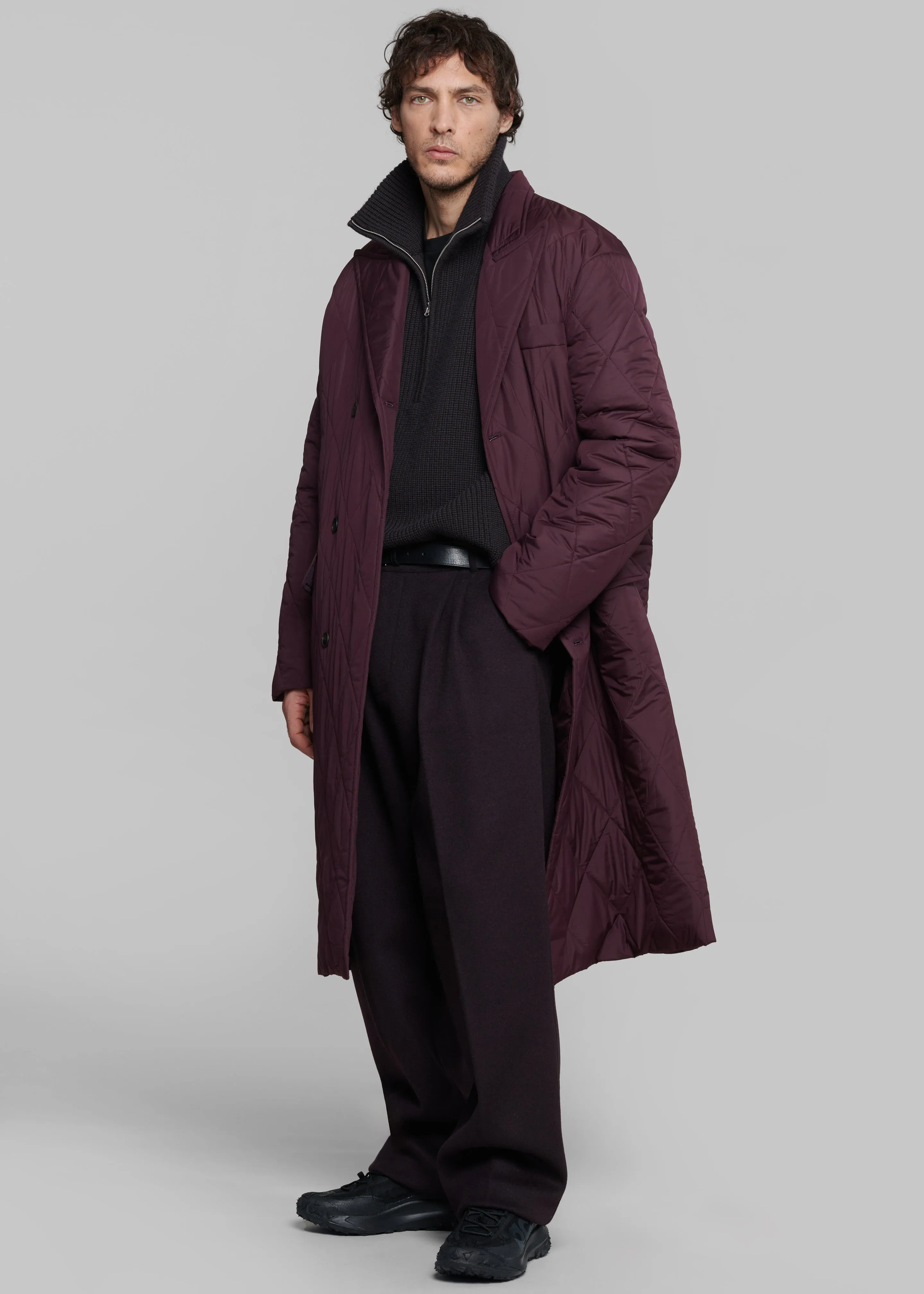 Harrison Quarter Zip Jumper - Dark Plum