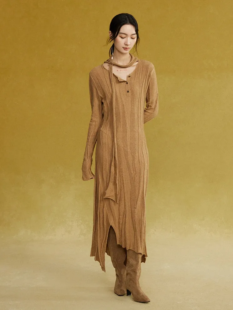 Irregular Line Stitch Slim Knitted Dress