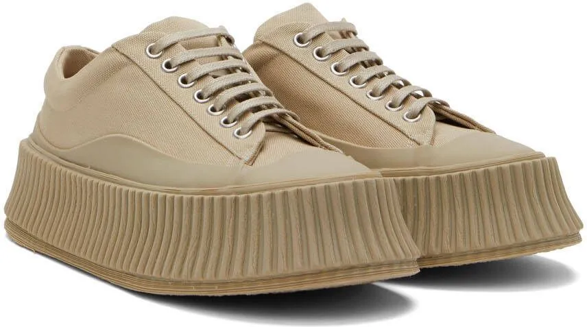 Jil Sander Beige Canvas Platform Sneakers