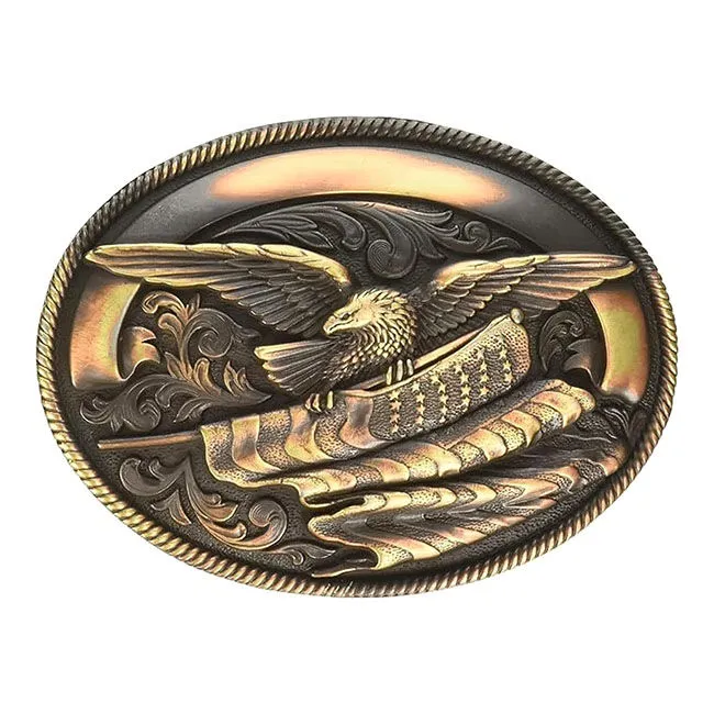 Nocona Men's Oval Eagle Flag Buckle