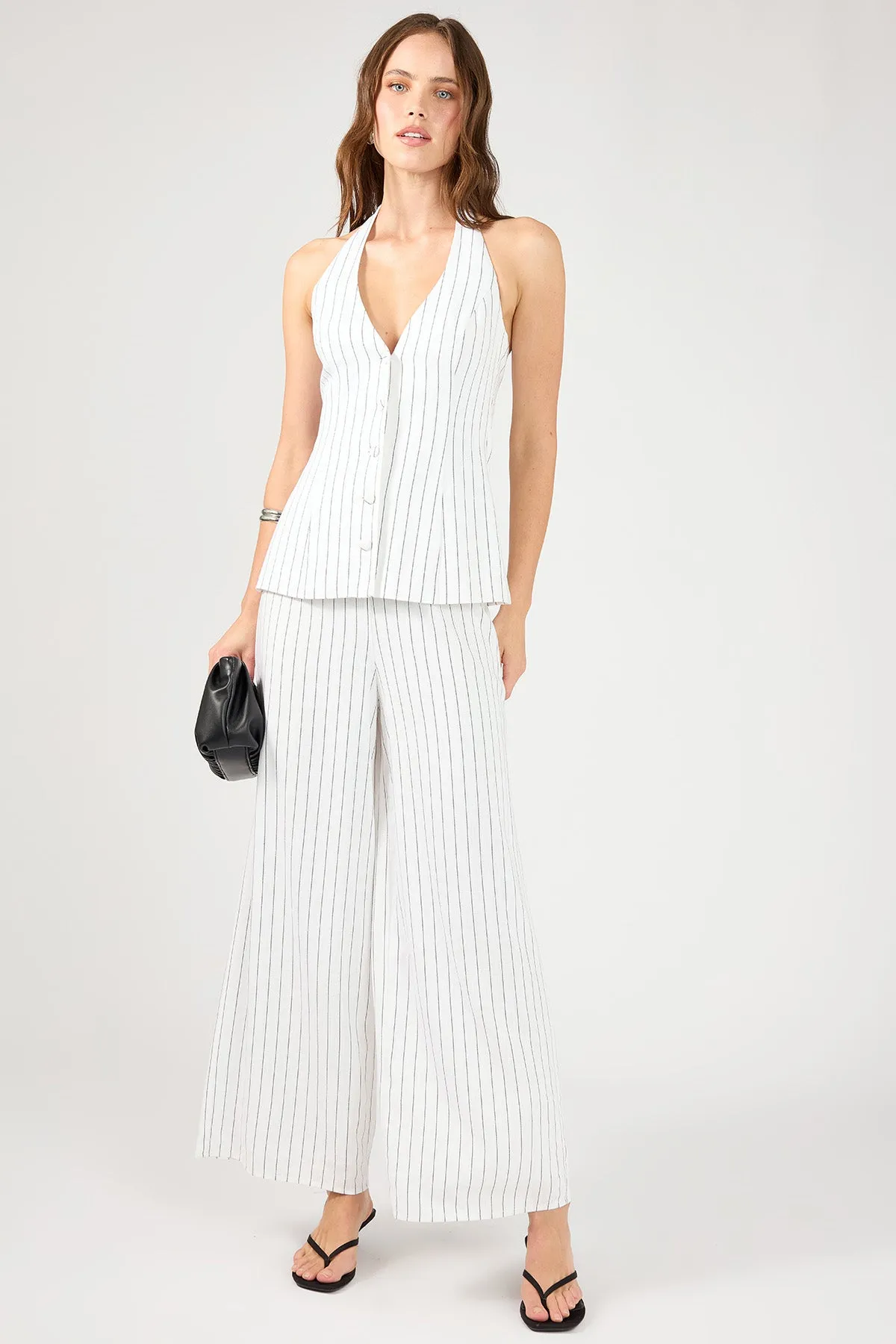 Perfect Stranger Pinstripe Linen Pant White Stripe