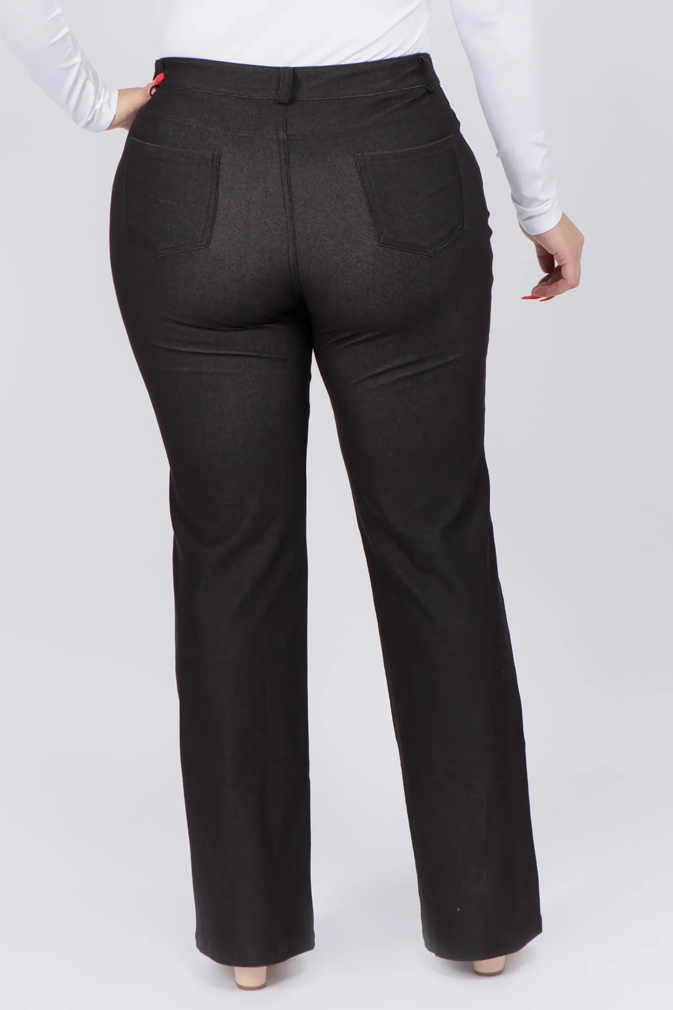Plus Size Denim Flare Cotton Blend Pants