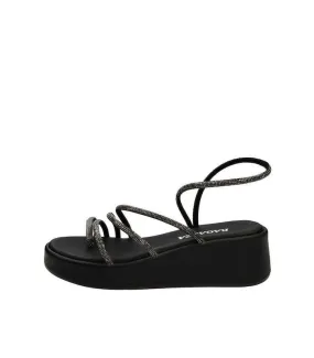 Ragazza Leather Platform Sandal- Black 01133
