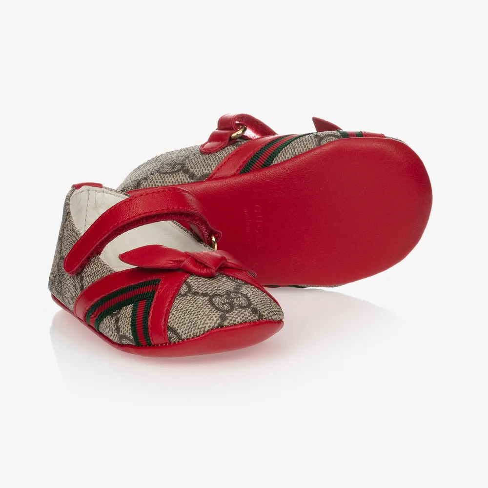 Red GG Ballerina Baby Pumps