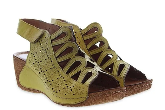 Women’s Spring Step Inocencia Yellow Slingback Wedge Sandals
